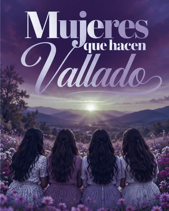 Mujeres que hacen vallado — damas reunidas en un campo de flores al atardecer
